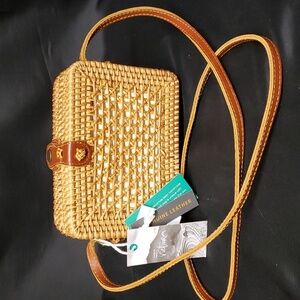 Made by Hand in Vietnam Woven Rectangle Purse with Caning Center